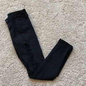 Black Distressed Skinny Jeans